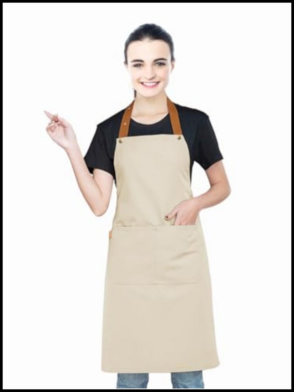 Water Resistant Bib Apron with Pockets Adjustable Neck Strap, Polyester